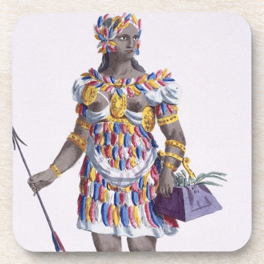 Een vrouw uit Honduras, 1780 (gekleurd) Onderzetter (Voorkant)