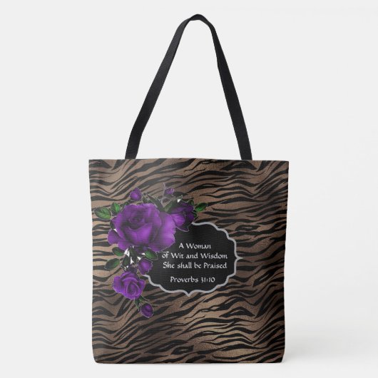 Een vrouw van Wit en Wisdom Tiger Print Tas (Voorkant)