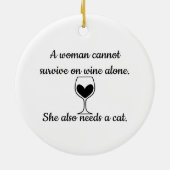 Een vrouw wijn/ en haar kat keramisch ornament (Achterkant)