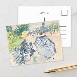 Een vrouw zit op een bankje | Berthe Morisot Briefkaart