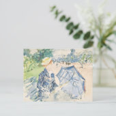 Een vrouw zit op een bankje | Berthe Morisot Briefkaart (Staand voorkant)