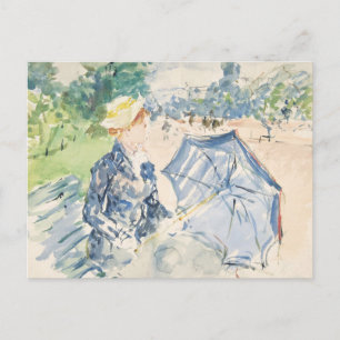 Een vrouw zit op een bankje   Berthe Morisot Briefkaart