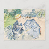 Een vrouw zit op een bankje | Berthe Morisot Briefkaart (Voorkant)