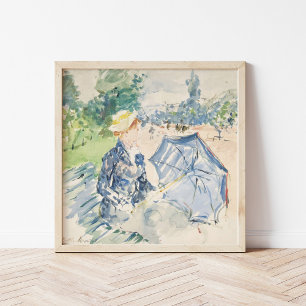 Een vrouw zit op een bankje   Berthe Morisot Poster