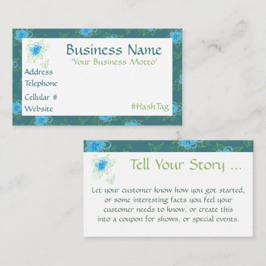 Een vrouwelijk bloemig designer Visitekaartje Kortingskaartje (Voorkant / Achterkant)
