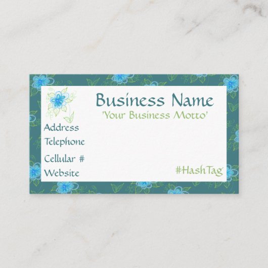 Een vrouwelijk bloemig designer Visitekaartje Kortingskaartje (Voorkant)