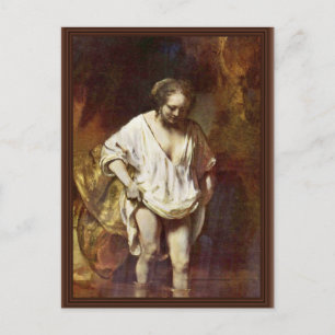 Een vrouwenbaden. Door Rembrandt Van Rijn Briefkaart