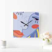 een vrouwengezicht met een heldere lippenstift. vierkante klok (Huis)