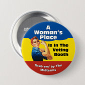 EEN VROUWENPLAATS RONDE BUTTON 7,6 CM (Voorkant /achterkant)