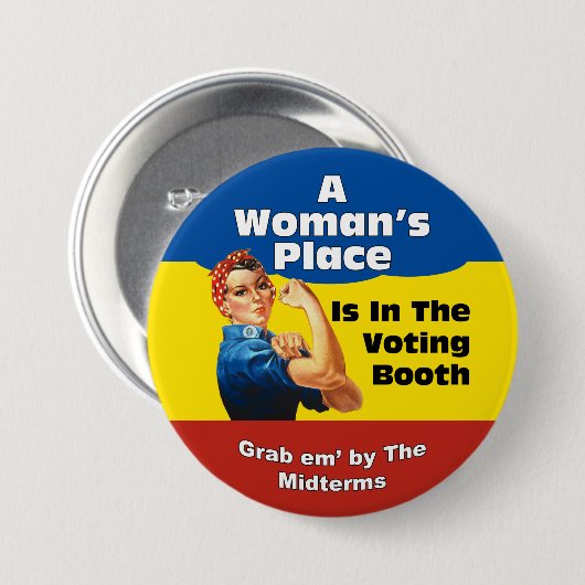 EEN VROUWENPLAATS RONDE BUTTON 7,6 CM (Voorkant /achterkant)