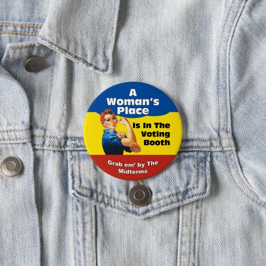 EEN VROUWENPLAATS RONDE BUTTON 7,6 CM (In situ)