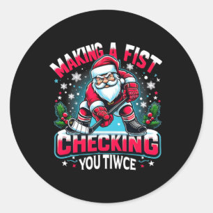 Een vuist maken en je tweemaal controleren Xmas Ke Ronde Sticker