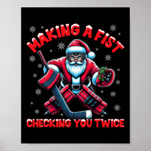 Een Vuist Maken Je Dubbel Controleerend Ijs Hockey Poster