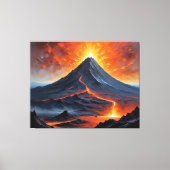 Een vulkaan met lava die uit de berg komt canvas afdruk (Voorkant)