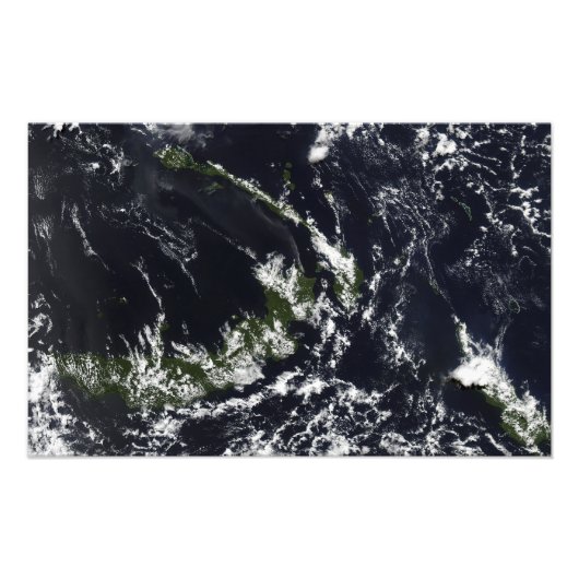 Een vulkanische pluim uit de Rabaul caldera Foto Afdruk (Voorkant)