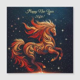 een vurig paard tegen een sterrenhemel