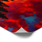 Een vurige hemel weerspiegeld in het meer poster (Hoek)