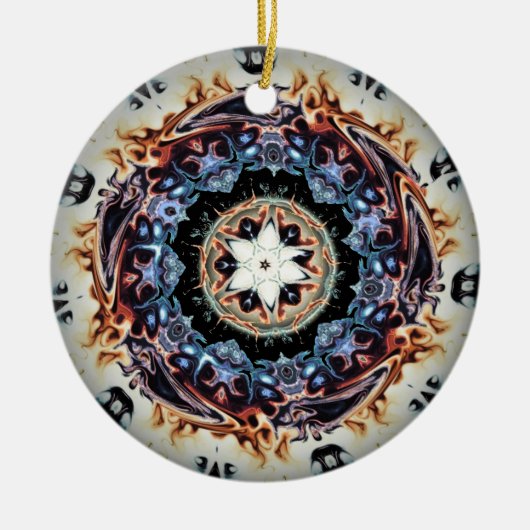 Een vuurring (kleurrijk patroon) keramisch ornament (Voorkant)