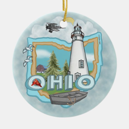 Een vuurtoren in Ohio Keramisch Ornament (Voorkant)