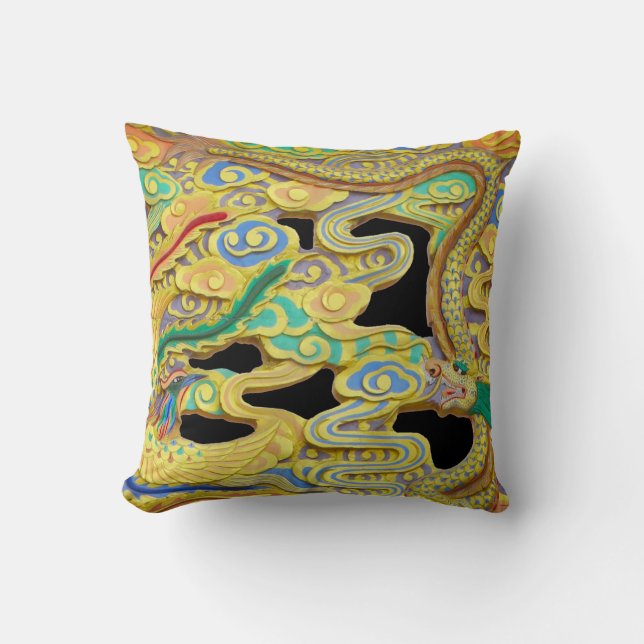 Een Vuurvogel en Dragon Guard de poort op een Kussen (Voorkant)