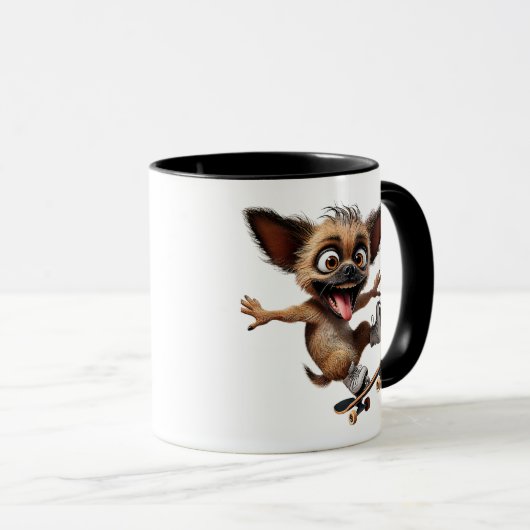 Een waanhond van een roller en skateboard. mok (Voorkant rechts)