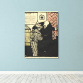 Een waardig man werpt een jonge vrouw in zijn canvas afdruk (Insitu (Houten vloer))