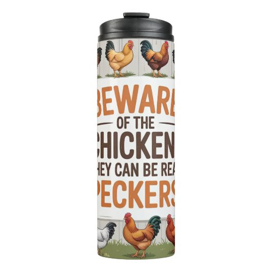 Een waarschuwing voor kippen thermosbeker (Voorkant)