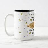 Een wafel per dag houdt de dokter weg! tweekleurige koffiemok (Links)