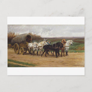 Een Wagon en een team van paarden door Rosa Bonheu Briefkaart