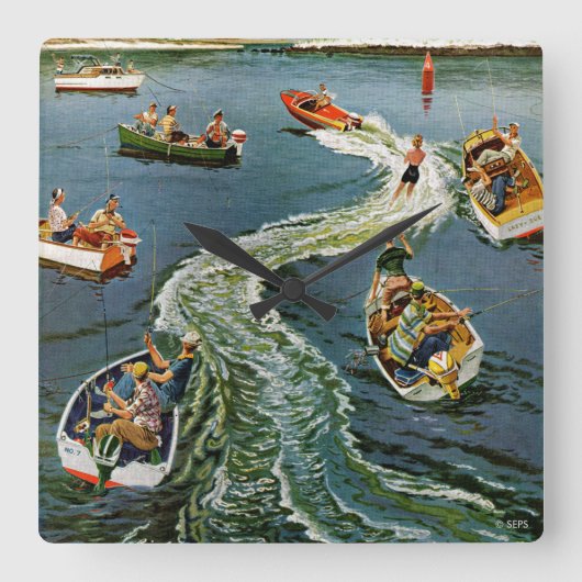 Een Wake van Ben Kimberly Pins Vierkante Klok (Voorkant)