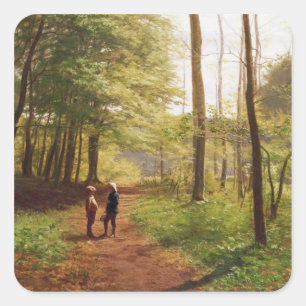 Een Walk in het bos Vierkante Sticker