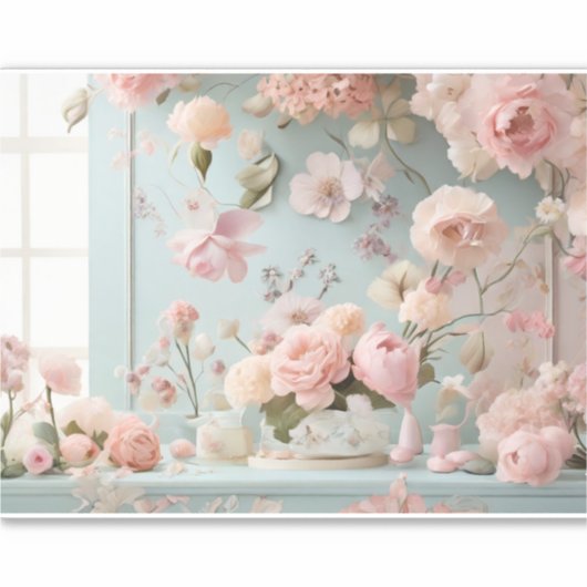 Een  wals van bloemblaadjes op Sticker (Voorkant)