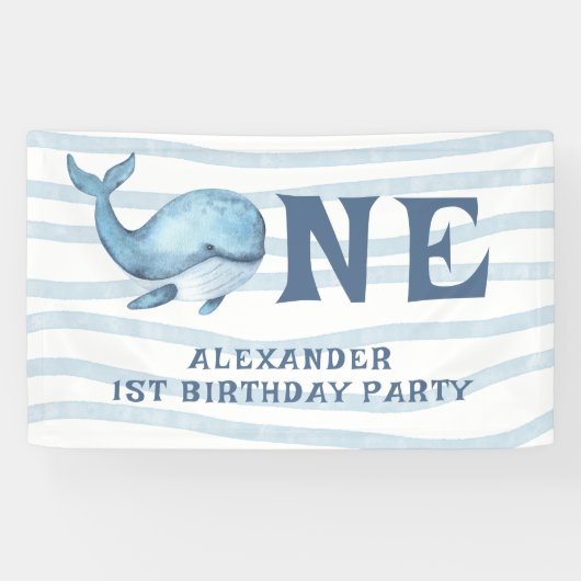 EEN WALVIS 1e verjaardag onder de zee Spandoek (Horizontaal)