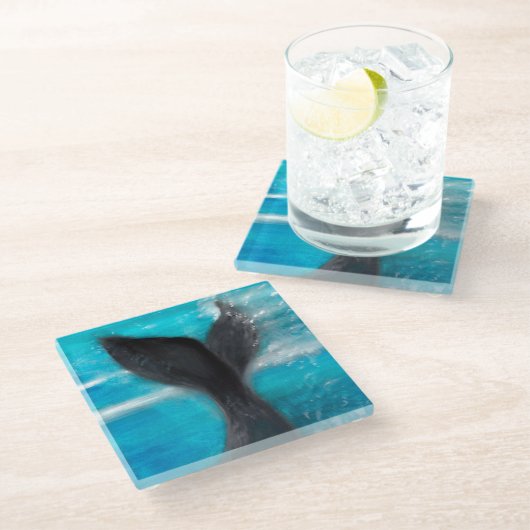 Een walvis glazen onderzetter (Schuin)
