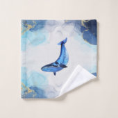 Een walvis met blauwe goudvloeistof in de Alcohol Bad Handdoek (Wasdoekje)