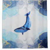 Een walvis met blauwe goudvloeistof in de Alcohol  Douchegordijn (Voorkant)