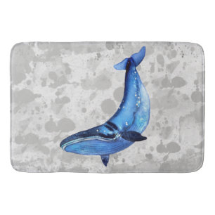 Een walvis op Grunge-papierstructuur met grijze sp Badmat