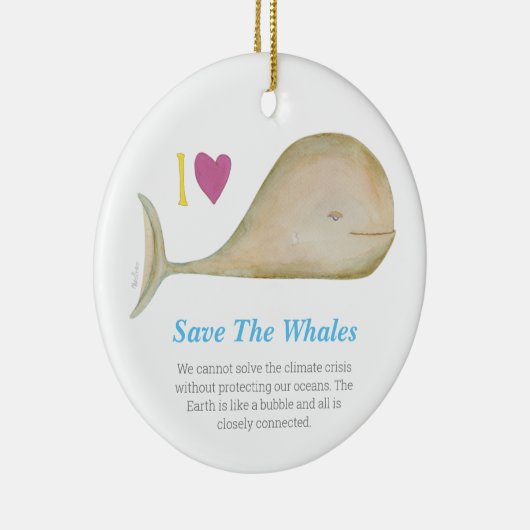 Een walvis opslaan, een planeet opslaan keramisch ornament (Rechts)