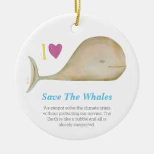 Een walvis opslaan, een planeet opslaan keramisch ornament