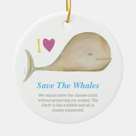 Een walvis opslaan, een planeet opslaan keramisch ornament (Voorkant)