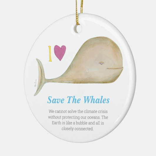 Een walvis opslaan, een planeet opslaan keramisch ornament (Links)