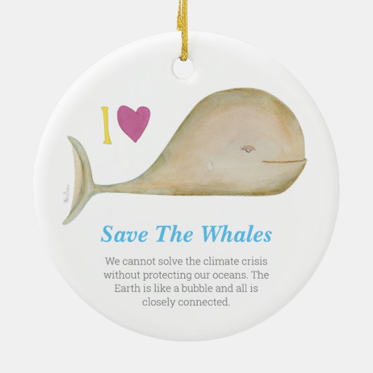 Een walvis opslaan, een planeet opslaan keramisch ornament (Achterkant)