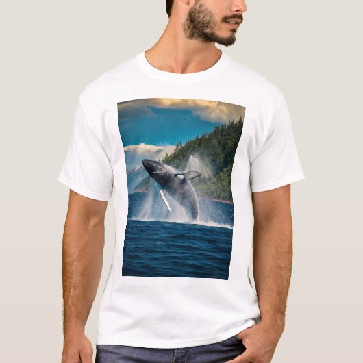 Een walvis spelen in zee design t-shirt (Voorkant)