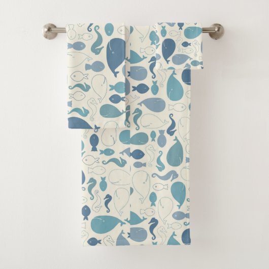 Een walvis van een badtijd handdoek set (Insitu)