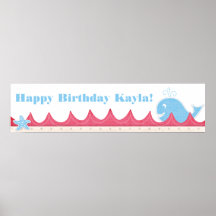 Een walvis van een 'Birthday'-banner