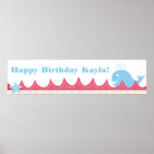 Een walvis van een 'Birthday'-banner Poster