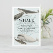 Een walvis van een goede tijd  blauw Baby shower Kaart (Staand voorkant)