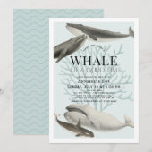 Een walvis van een goede tijd  blauw Baby shower Kaart (Voorkant / Achterkant)