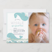 Een walvis van een goede tijd Blue Boy 1st Birthda Kaart (Voorkant)