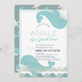 Een walvis van een goede tijd Blue Boy Baby shower Kaart